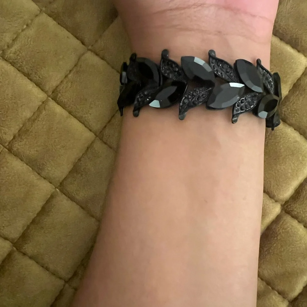 Formal Black Rhinestone Bracelet - Picture 3 of 4